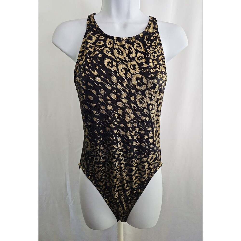 Dippers Swimsuit Women's Black & Gold High Cut Swimwear Size 13 / 14